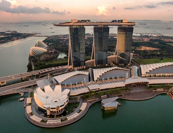 The Singapore skyline at dusk